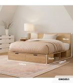 Giường gỗ GNG03.1 120x200 - Vân gỗ nhạt