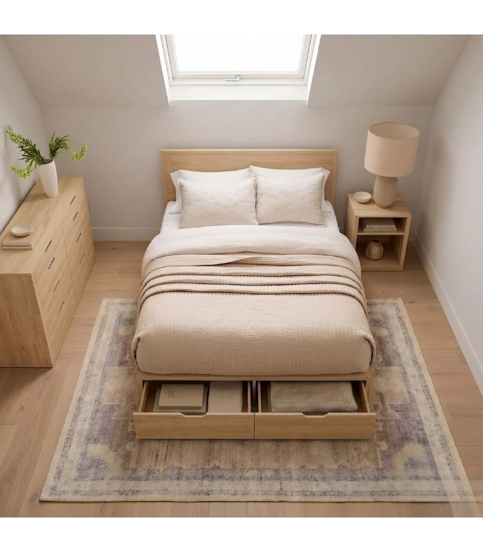 Giường gỗ GNG03.1 120x200 - Vân gỗ nhạt