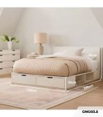 Giường gỗ GNG03.5 120x200 - Trắng