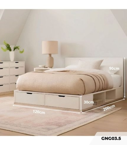 Giường gỗ GNG03.5 120x200 - Trắng