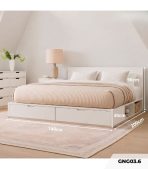 Giường gỗ GNG03.6 140x200 - Trắng