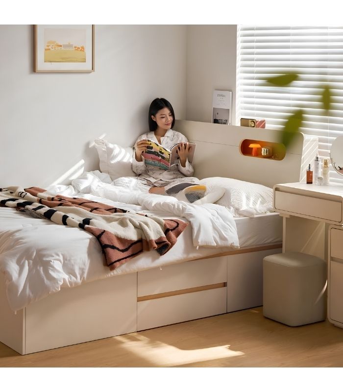 Giường gỗ GNG04.1 120x200 - Trắng