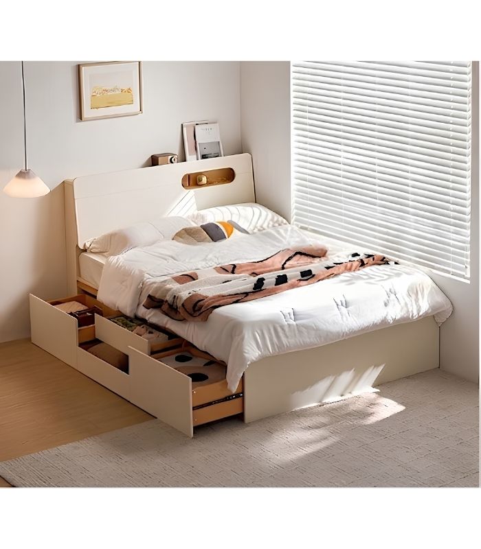 Giường gỗ GNG04.2 140x200 - Trắng