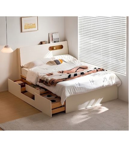 Giường gỗ GNG04.4 180x200 - Trắng