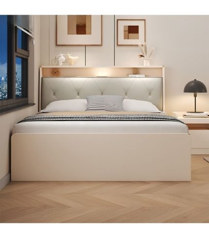 Giường gỗ GNG05.2 140x200 - Trắng