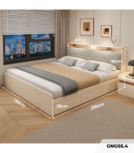Giường gỗ GNG05.4 180x200 - Trắng