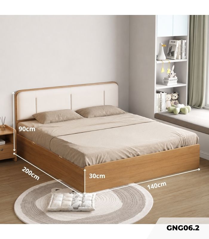 Giường gỗ GNG06.2 140x200 - Vân gỗ nhạt