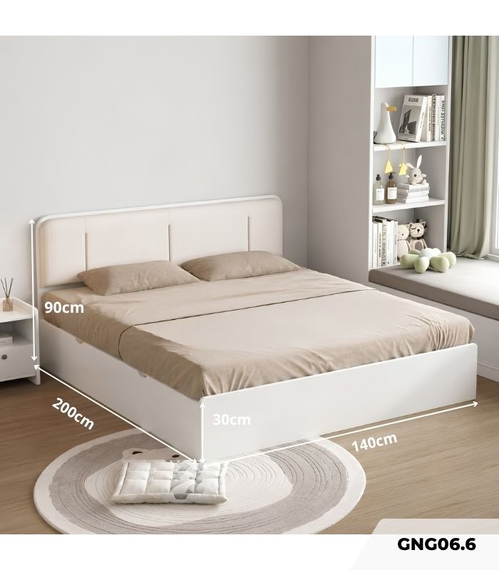 Giường gỗ GNG06.6 140x200 - Trắng