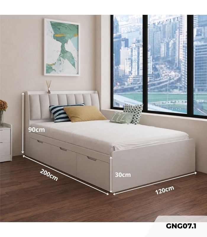 Giường gỗ GNG07.1 120x200 - Trắng