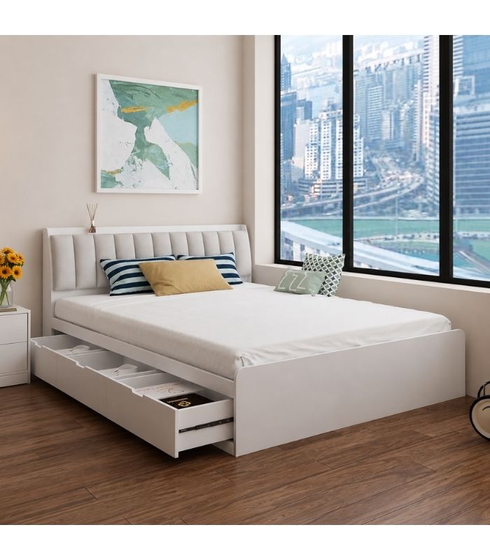 Giường gỗ GNG07.2 140x200 - Trắng
