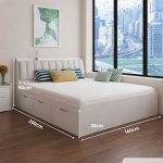 Giường gỗ GNG07.3 160x200 - Trắng