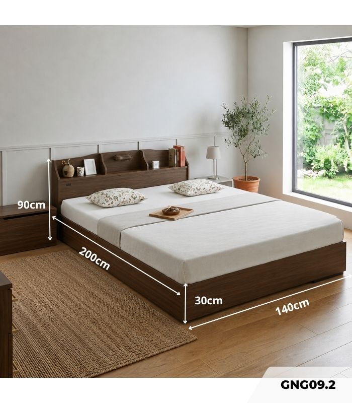 Giường gỗ GNG09.2 140x200 - Vân gỗ đậm