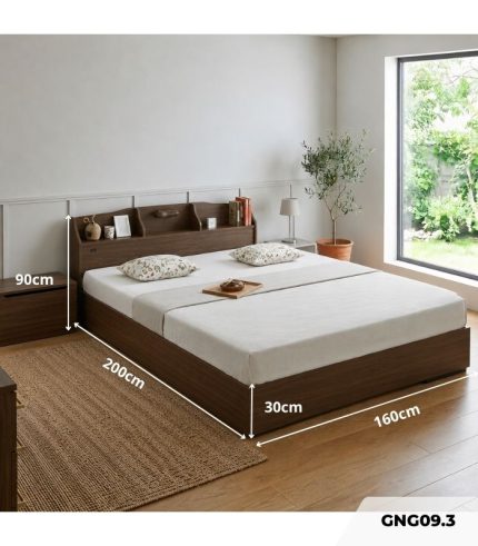 Giường gỗ GNG09.3 160x200 - Vân gỗ đậm