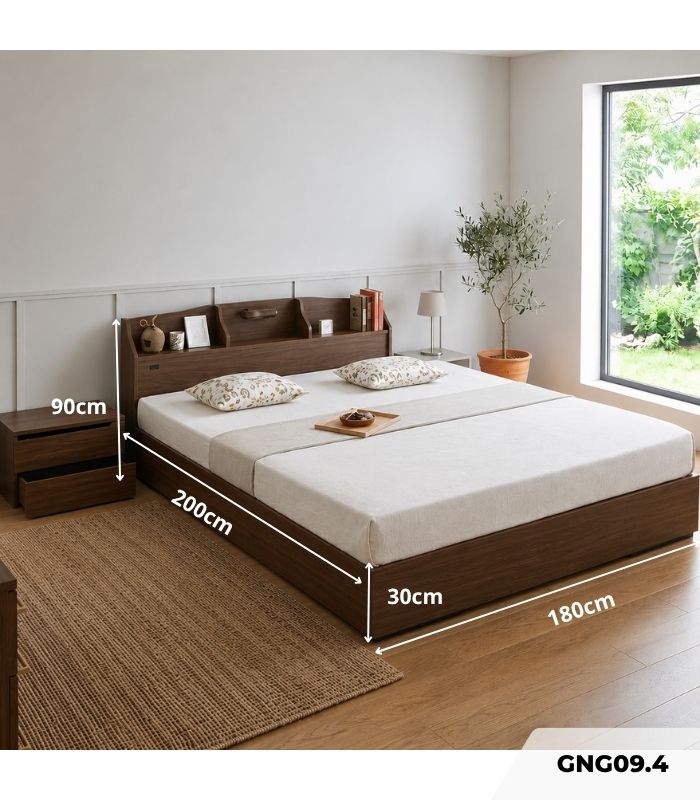 Giường gỗ GNG09.4 180x200 - Vân gỗ đậm