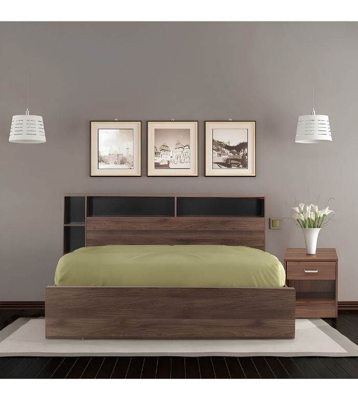 Giường gỗ GNG10.1 120x200 - Vân gỗ đậm