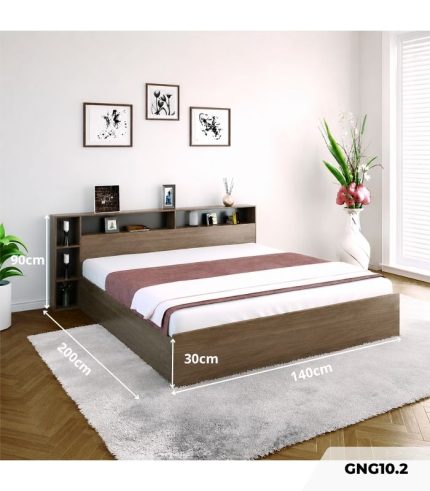 Giường gỗ GNG10.2 140x200 - Vân gỗ đậm