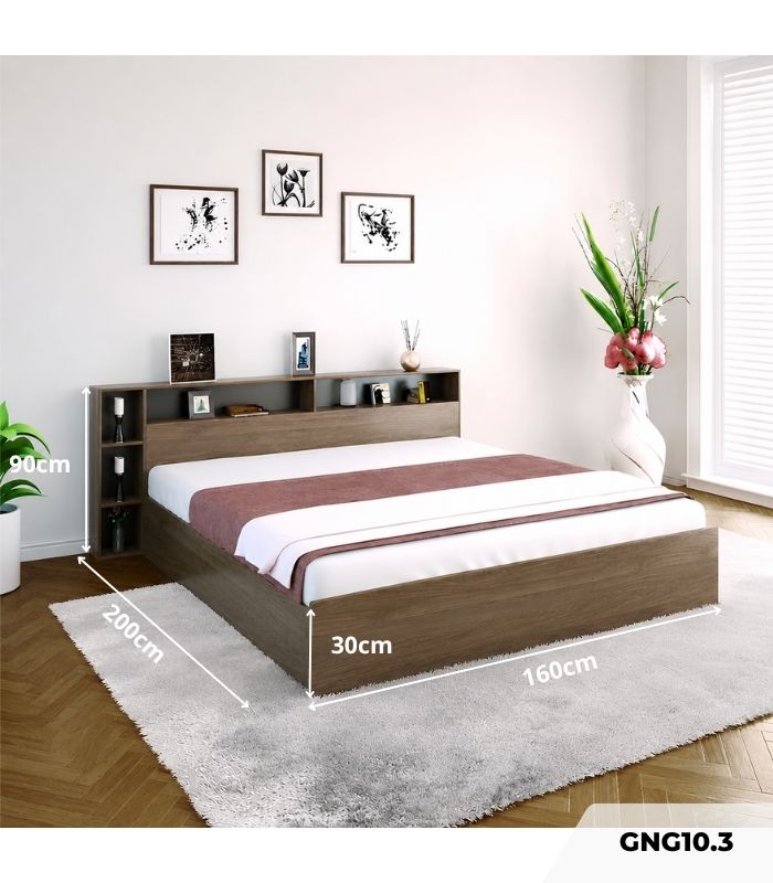 Giường gỗ GNG10.3 160x200 - Vân gỗ đậm