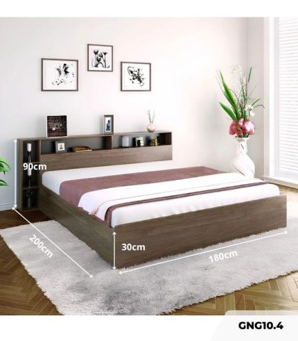 Giường gỗ GNG10.4 180x200 - Vân gỗ đậm
