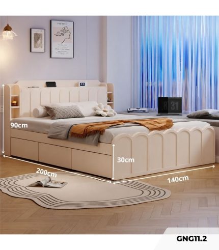 Giường gỗ GNG11.2 140x200 - Trắng
