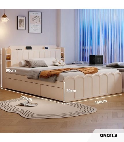 Giường gỗ GNG11.3 160x200 - Trắng