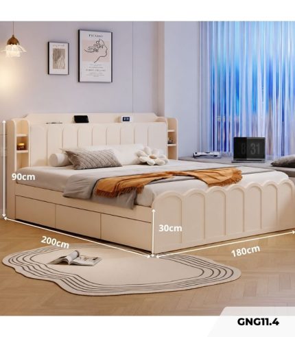 Giường gỗ GNG11.4 180x200 - Trắng