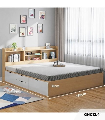 Giường gỗ GNG12.4 180x200 - Vân gỗ nhạt