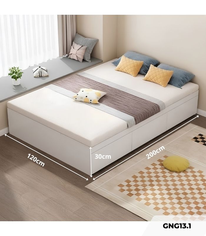 Giường gỗ GNG13.1 120x200 - Trắng