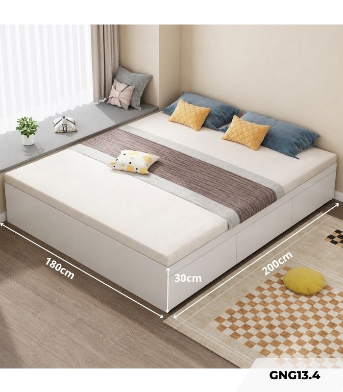 Giường gỗ GNG13.4 180x200 - Trắng
