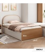 Giường gỗ GNG14.1 120x200 - Vân gỗ nhạt kết hợp Trắng