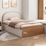 Giường gỗ GNG14.1 120x200 - Vân gỗ nhạt kết hợp Trắng
