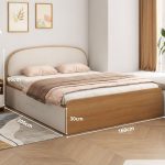 Giường gỗ GNG14.3 160x200 - Vân gỗ nhạt kết hợp Trắng