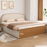 Giường gỗ GNG14.4 180x200 - Vân gỗ nhạt kết hợp Trắng