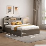 Giường gỗ GNG16.1 120x200 - Vân gỗ xám