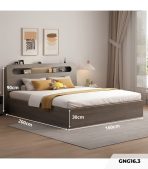 Giường gỗ GNG16.3 160x200 - Vân gỗ xám
