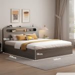 Giường gỗ GNG16.3 160x200 - Vân gỗ xám
