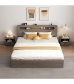 Giường gỗ GNG16.3 160x200 - Vân gỗ xám