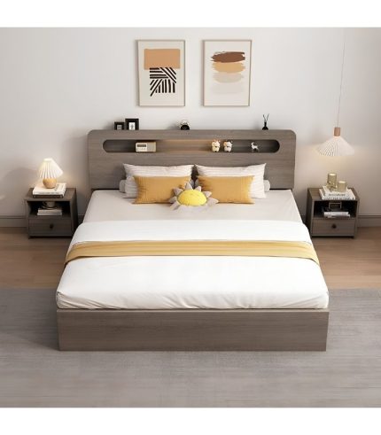 Giường gỗ GNG16.3 160x200 - Vân gỗ xám