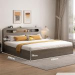Giường gỗ GNG16.4 180x200 - Vân gỗ xám