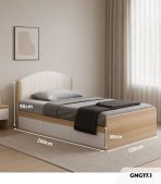 Giường gỗ GNG17.1 120x200 - Vân gỗ nhạt