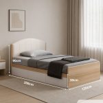 Giường gỗ GNG17.1 120x200 - Vân gỗ nhạt