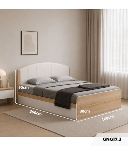 Giường gỗ GNG17.3 160x200 - Vân gỗ nhạt