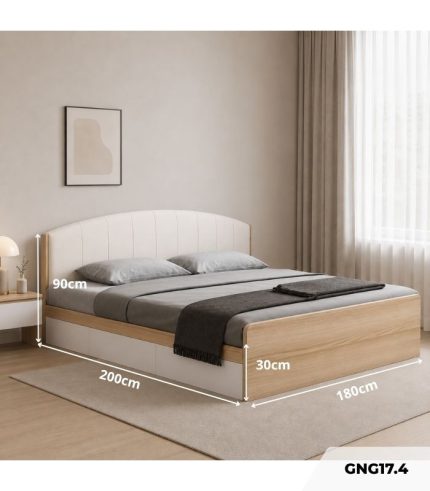 Giường gỗ GNG17.4 180x200 - Vân gỗ nhạt