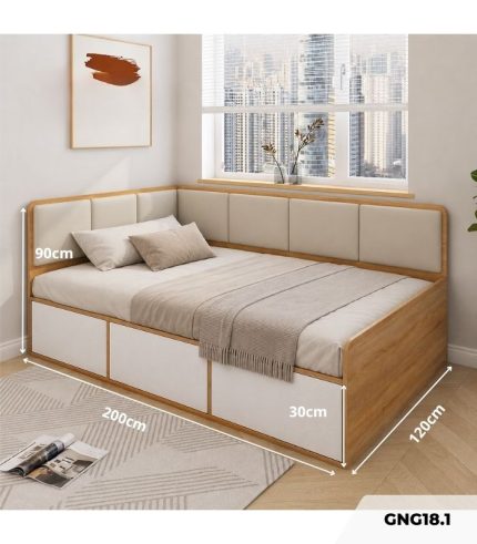 Giường gỗ GNG18.1 120x200 - Vân gỗ nhạt