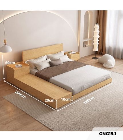 Giường gỗ GNG19.1 160x200 - Vân gỗ nhạt