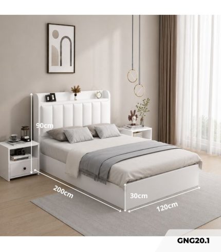 Giường gỗ GNG20.1 120x200 - Trắng