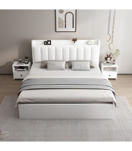 Giường gỗ GNG20.2 140x200 - Trắng