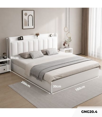 Giường gỗ GNG20.4 180x200 - Trắng