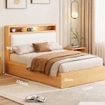 Giường gỗ GNG21.1 120x200 - Vân gỗ nhạt