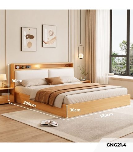 Giường gỗ GNG21.4 180x200 - Vân gỗ nhạt