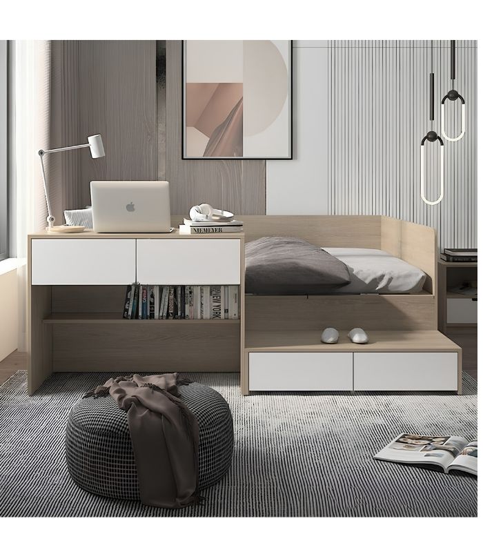 Giường gỗ GNG23.1 169x200 - Vân gỗ nhạt